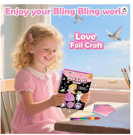 FUNNYB&G Foil Art Craft Activity for Kids - Gift for Girls Crafts for Kids Fun Art Supplies DIY Creative Travel Toy, Birthday Gift Party Favor Toys for Girls Boys 4 5 6 7 8 9 Years Old(Princess) FUNNYB&G