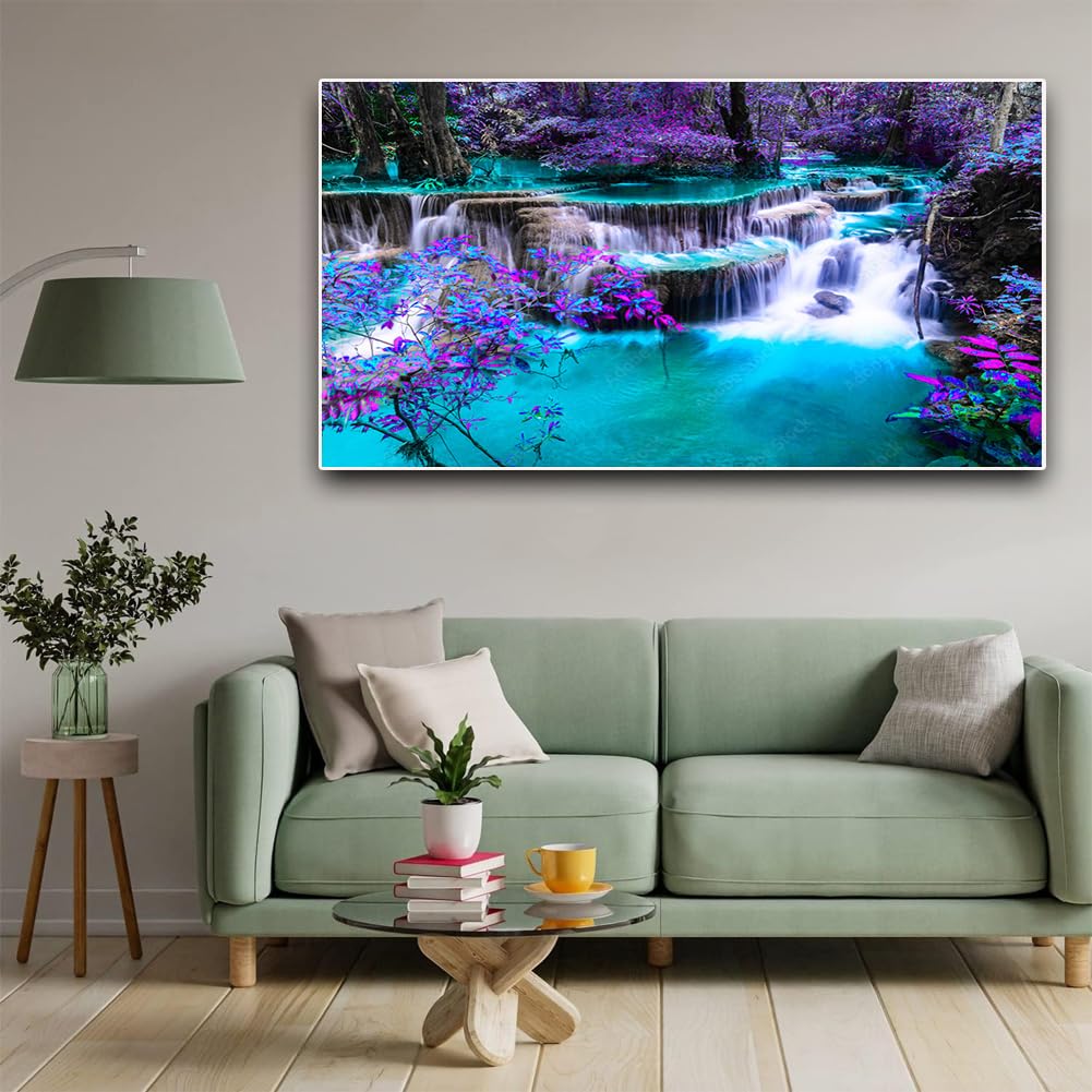 2 Pack Diamond Painting Kits，Large 5D DIY Lake Waterfall Diamond Painting Kits for Adults，DIY Full Drill Crystal Rhinestone Arts and Crafts，Gem Art Painting with Diamond Home Wall Decor (28X16inch) OFRKE