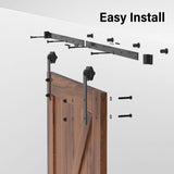 WINSOON 13FT Barn Door Hardware Kit: Single Sliding Door Hardware - Heavy Duty Black Barn Door Track Kit - Carbon Steel Sliding Barn Door Rail - J-Shape Easy to Install for 83" Closet Panel(No Door) WINSOON