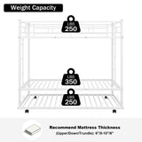 Merax Triple Bunk Bed, Twin Over Twin Bunk Beds with Trundle, Sturdy Steel Bunk Beds Frame for 3 Kids/Teens with Two Side Ladders and Safety Guard Rail,White Color Merax