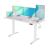 YDN Electric Standing Desk, Adjustable Height Stand up Desk, 63x24 Inches Sit Stand Home Office Desk with Splice Board,White Top YDN