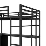 Bellemave Full Size loft Bed with L Desk, Wardrobe, Metal Full Loft Bed Frame for Adults, Kids, Teens, Black Bellemave