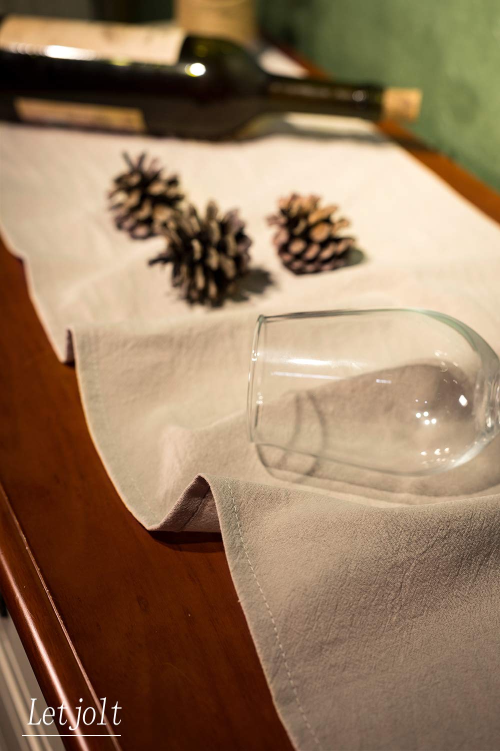 Letjolt Farmhouse Table Runner 72 Inches Long Shabby Chic Ruffled Table Runner Rustic Home Table Decoration for Baby Shower Bride Shower, Natural Letjolt