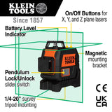 Klein Tools 93CPLG Compact Self-Leveling Laser Level, Bright Green 360-Degree Laser Planes, Rechargeable, Magnetic Mount Klein Tools