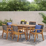 Christopher Knight Home Ashley Outdoor 7 Piece Acacia Wood Dining, Teak and Dark Gray Christopher Knight Home