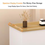 Modern Reception Desk Counter Table with Lockable Drawer Reception Room Front Desk with Storage Cabinet Retail Counter with Keyboard Tray for Salon Checkout Office(O,100cm/39.4in) BEBANE