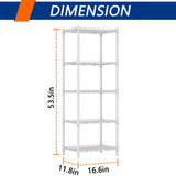 REGILLER 5-Wire Shelving Metal Storage Rack Adjustable Shelves,Standing Storage Shelf Units for Laundry Bathroom Kitchen Pantry Closet(White,11.8" D x 16.6" W x 53.5" H) REGILLER