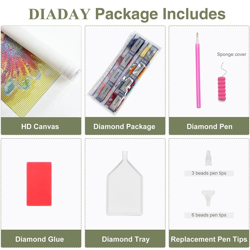 DIADAY Giraffe Diamond Art Kits for Adults, 5D Full Drill Diamond Painting Kits for Beginners, DIY Round Gem Art Crafts for Home Wall Decor Gift, 12 x 16 Inches DIADAY