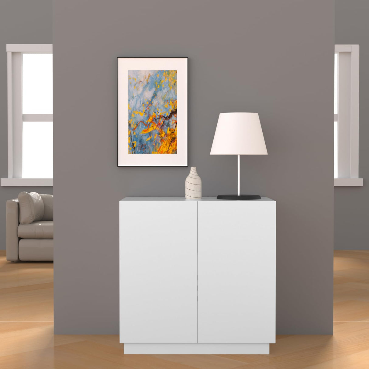 Amunrbrek Litter Box Enclosure, Large Litter Box Furniture, Modern Cat Litter Box Enclosure Furniture with Storage, Side Cabinet (White) amunrbrek