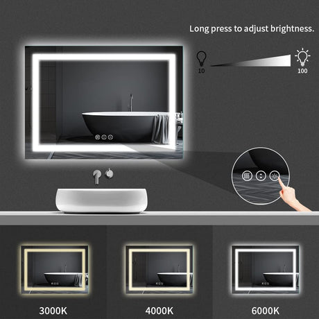 Amorho LED Bathroom Mirror 72" X36" with Front Light and Backlit, Large Wall Mirrors with Anti-Fog, Dimmable, Shatter-Proof, Memory, 3 Colors, Mountable LED Vanity Mirror Amorho