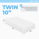 NEO SLEEP 10 Inch Twin Cooling Gel Memory Foam Medium Firm Mattress Cool Sleep Pressure Relief CertiPUR-US Certified Mattress-in-a-Box Kids and Adults No Fiberglass (Twin, 10 in) NEO SLEEP