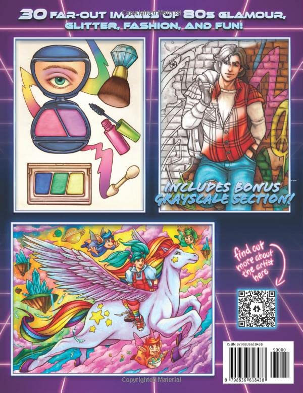 Totally Outrageous 80s New Wave Adult Coloring Book: Far-Out Scenes of 1980s Fashion, Glamour, Games, Shopping, Food, Music, and Fun! WoodArtSupply