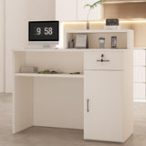 YTElantivo Reception Desk with LED Light and Locking Drawer – 47.2" Small Front Desk for Salon, Office, Retail, Lobby or Checkout Counter Use YTElantivo
