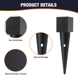 6 Pcs 4x4 Fence Post Anchor Ground Spike（Inner Size 3.6"x3.6" 16" Black Powder Coated–Mailbox Post Anchors, for Deck,Fence,Railing,Mailbox.. XIHUWZ