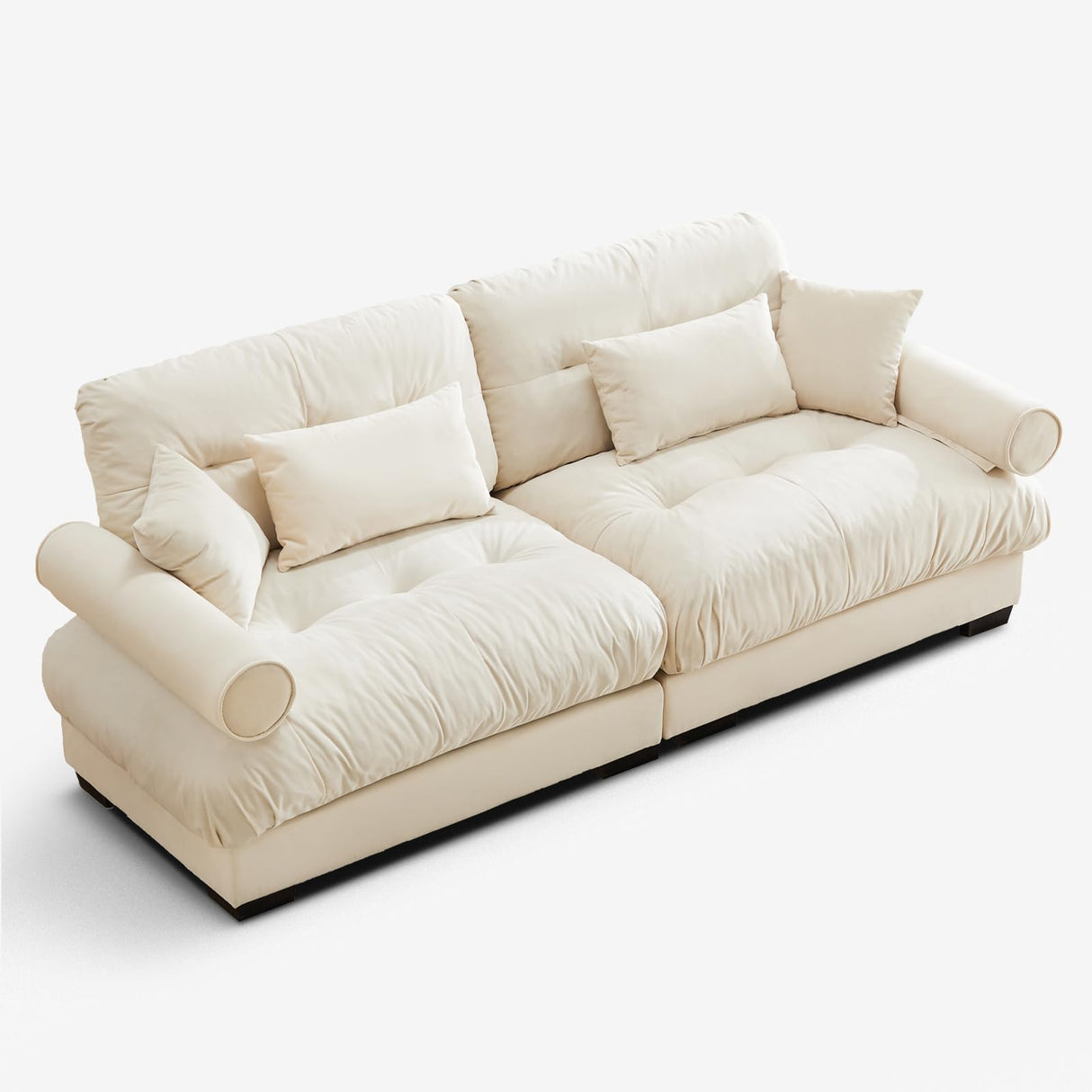 SoarTalent 93.7" Oversized Modular Sectional Sofa 2-Seater Loveseat Cloud Couch with Pillows and Overthick Cushion for Living Room,Home Theater,Apartment,Velvet,Beige SoarTalent