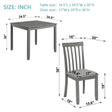 LUMISOL 5 Piece Dining Table Set, Farmhouse Style Kitchen Table Set with a Square Table and 4 Upholstered Chairs, Solid Wood Table and Chairs Set for Kitchen, Dining Room, Grey LUMISOL