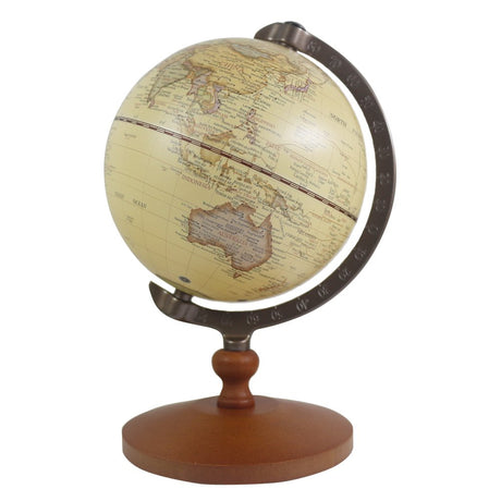 5 inch Tiny Brown Vintage World Globe Antique Decorative Desktop Globe Rotating Earth Geography Globe Wooden Base Educational Side Table Globe KiaoTime