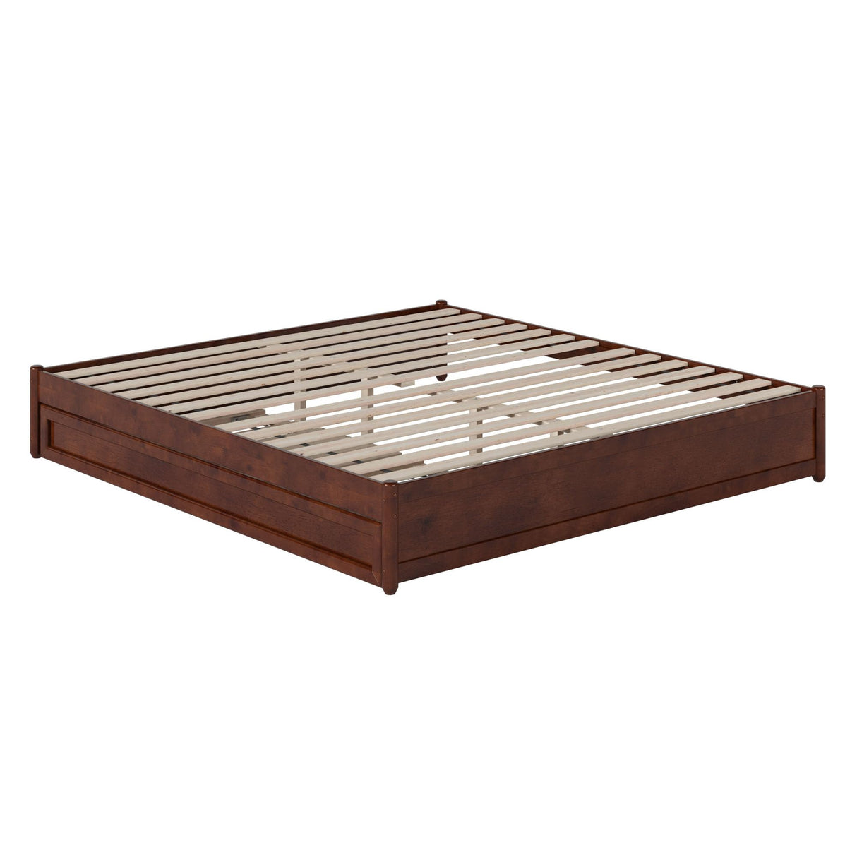 AFI, Barcelona King Panel Platform Bed with Twin XL Trundle, Walnut AFI