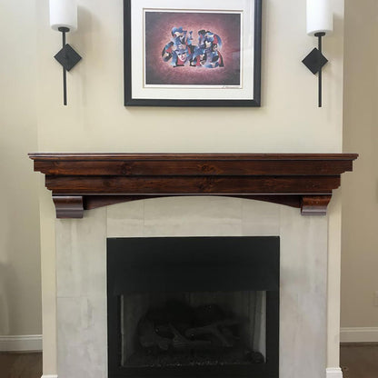 MANTELSDIRECT Mantels Direct Salem Wood Mantel Shelf with Arched Corbels - Cherry 48 Inch | Wooden Rustic Wall Mounted Shelf from Pine Wood - Perfect for Fireplaces, TVs & Décor