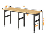 SPECRAFT 72“ Adjustable Heavy Duty Workbench with 4 AC Outlet and 2 USB Ports Power Outlets, 5000 Lbs Capacity, Rubber Wood Top for Garage, Workshop, Office SPECRAFT
