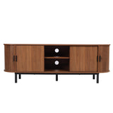 FurSch 62" Tambour Door TV Stand,Wood Mid Century Modern TV Cabinet for Up to 65“ TV,Curved Edge Long TV Stand with Storage for Bedroom Living Room (Walnut, 62.2inch) FurSch