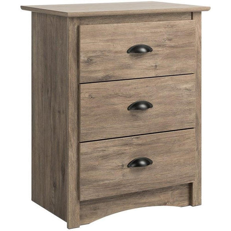 Prepac Salt Spring Rustic Tall Nightstand Side Table with 3 Drawers, Farmhouse Tall 3-Drawer Bedside Table 16" D x 23" W x 29" H, Drifted Gray, DDC-2403 Prepac