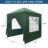 Outvita 6.5x6.5ft Pop Up Canopy Tent, Outdoor Instant Shelter Folding Canopy with 4 Side Walls and Carry Bag for Commercial Events, Party, Backyard BBQ, Camping Green Outvita
