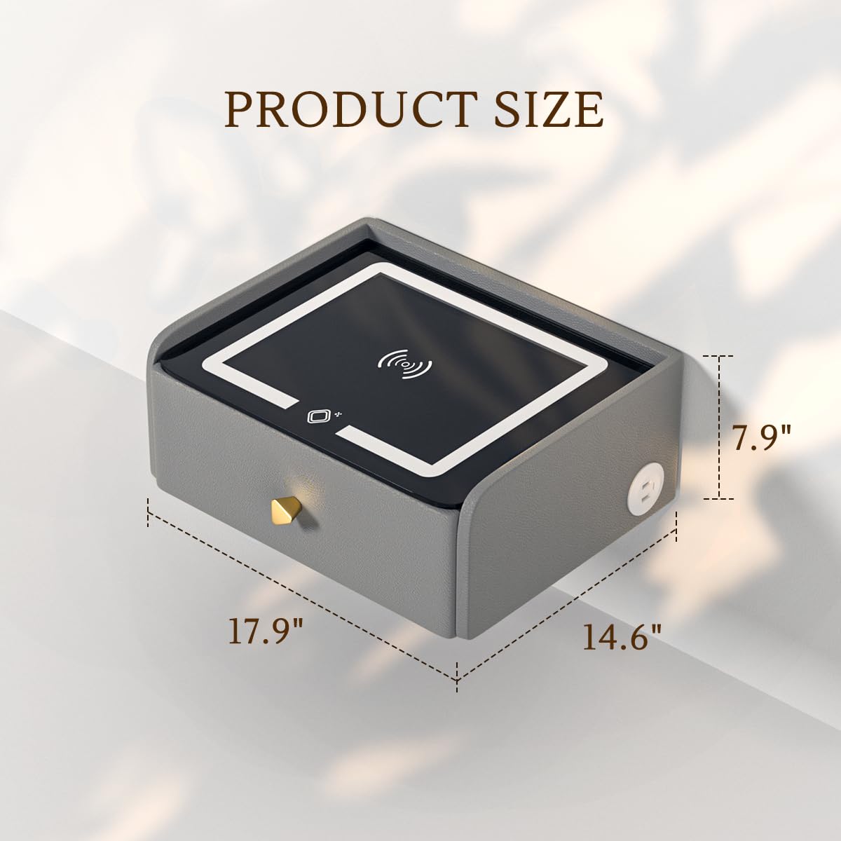 HOMEMORE Smart Nightstand Floating Bedside Table LED Nightstand with Charging Floating Nightstand Bedroom Options for Young People.Grey HOMEMORE