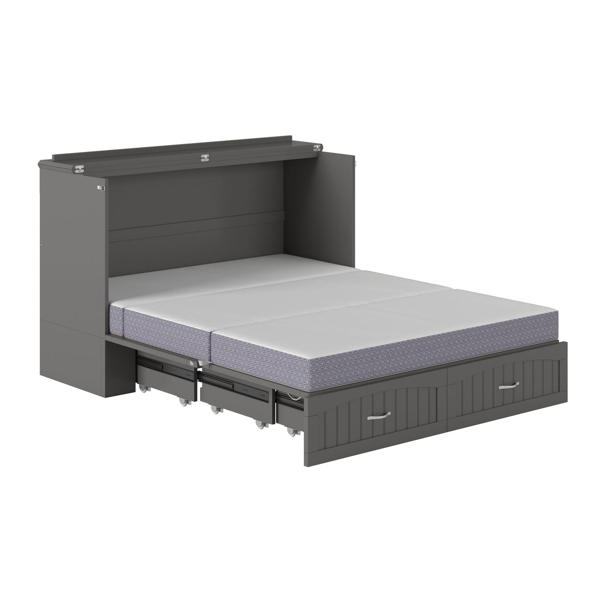 AFI, Southampton Murphy Bed Chest Queen with 6" Mattress, Storage Drawer & Built-in USB Charger, Grey AFI