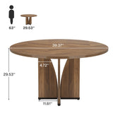 Tribesigns 39" Round Conference Table for 4, Modern Round Meeting Table with Sturdy Base, Small Compact Conference Room Tables for Office, Training, or Negotiation (Brown) Tribesigns
