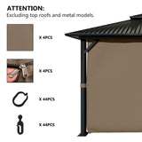 Aoodor 10' x 13' Gazebo Curtain Set Protecting Privacy Side Walls 4 Panels,Curtain Only (Brown) Aoodor