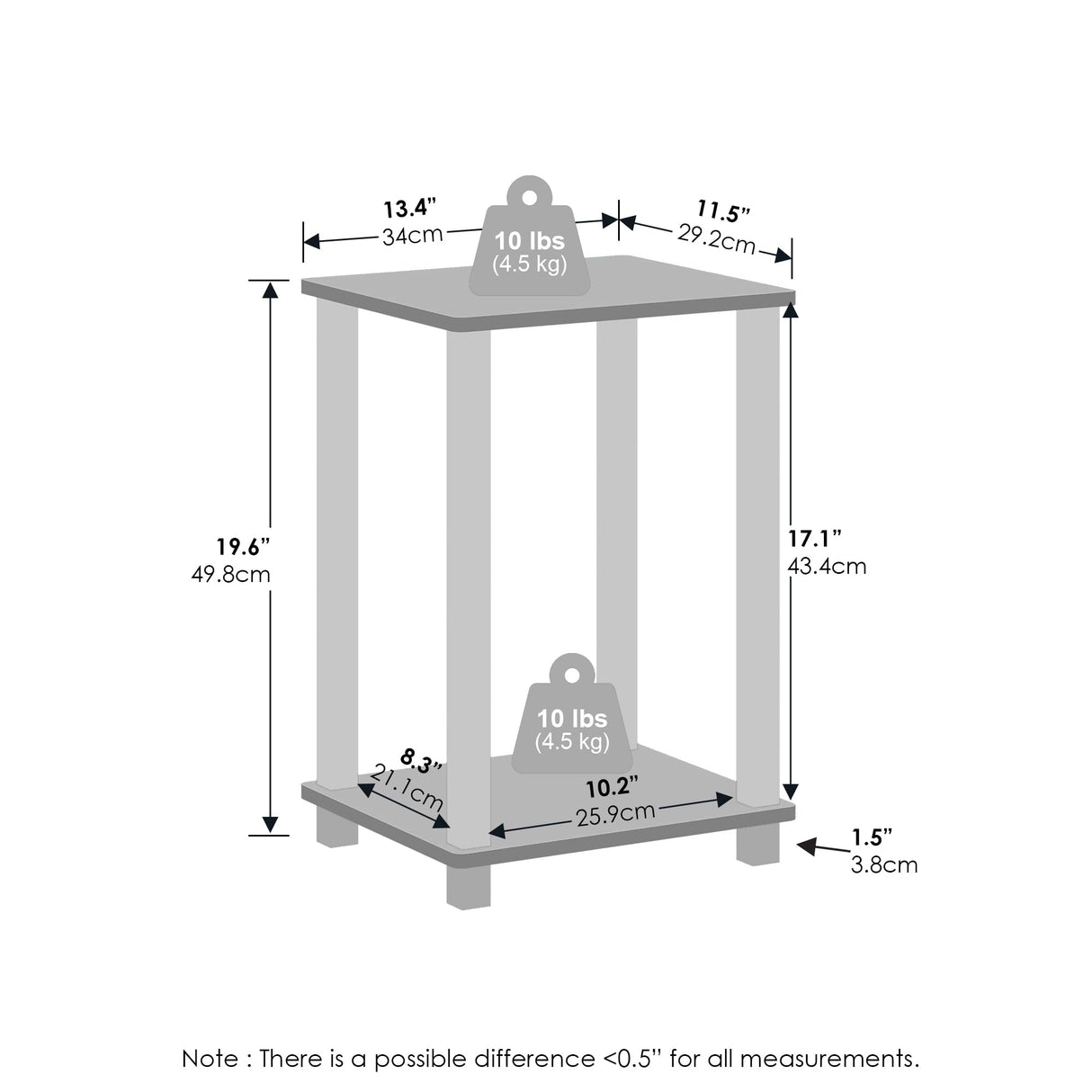 Furinno Simplistic Compact Bedside Table, Nightstand, Espresso/Black, Set of 2 Furinno