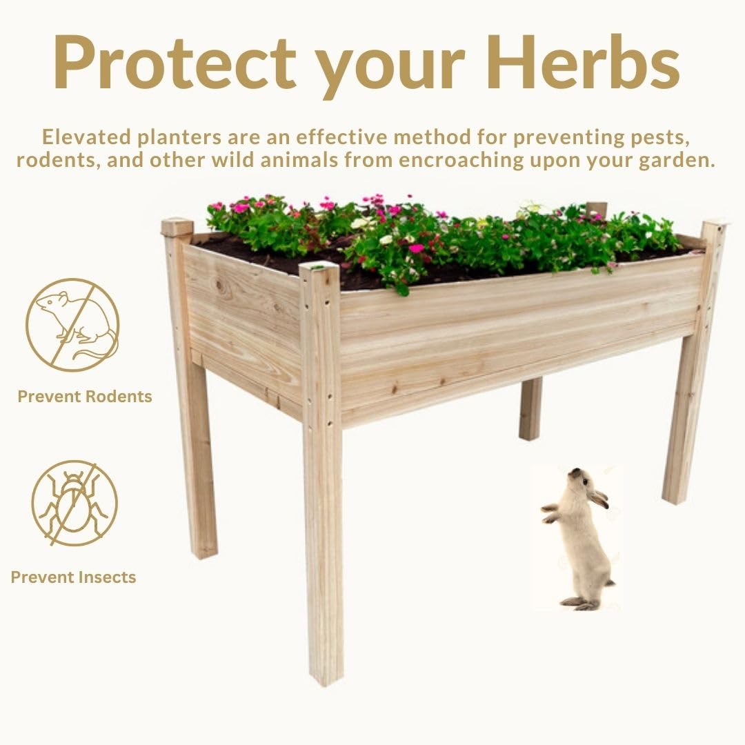 BTExpert 4ft Wooden Raised Garden Bed with Legs, 48x24x30in Elevated Planter Box Stand for Vegetable Flower Backyard, Patio, Balcony Large Wood Raised Beds Liner Outdoor - 30 in Height BTEXPERT