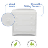 Delta Children Perry 3 Drawer Dresser with Changing Top and Interlocking Drawers, Bianca White Delta Children