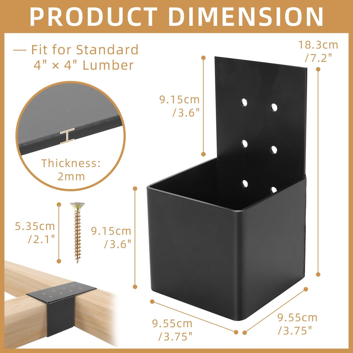 4 PCS Pergola Brackets Kit, Heavy Duty Pergola DIY Brackets Joist Bracket Connector Brace with Screws for 4''x4'' Wood Posts, Beam Support Bracket for Patio, Pergola, Log Cabin, Fence - WoodArtSupply