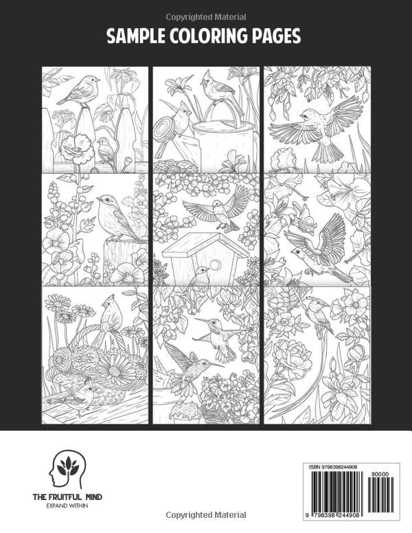 Songbirds Coloring Book for Adults: Charming Birds, Beautiful Flowers and Relaxing Nature Scenes for Stress Relief and Relaxation Majosta