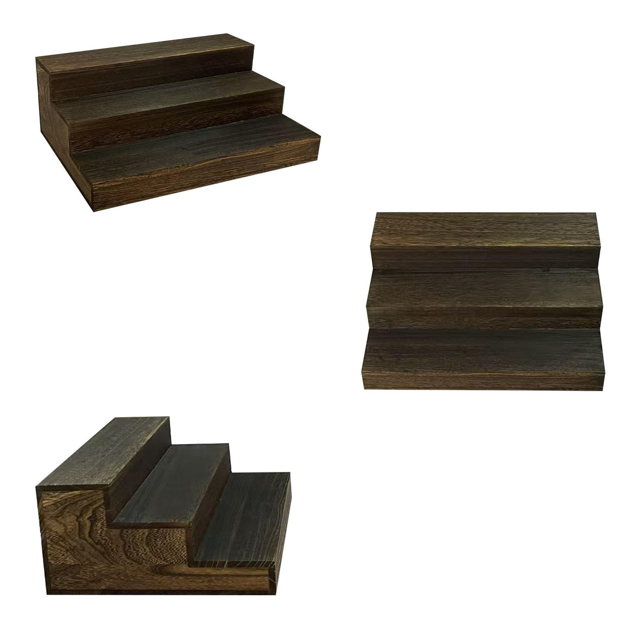 GDAOHELRS ﻿Liquor Bottle Stand 2 Pack, Holds 24 Bottles,3 Tier Liquor Bar Bottle Display Shelf, Real Wood,Tabletop Wine Rack, Bar Shelf Stand for Liquor,Bar Display,Home Storage (Deep Brown) GDAOHELRS