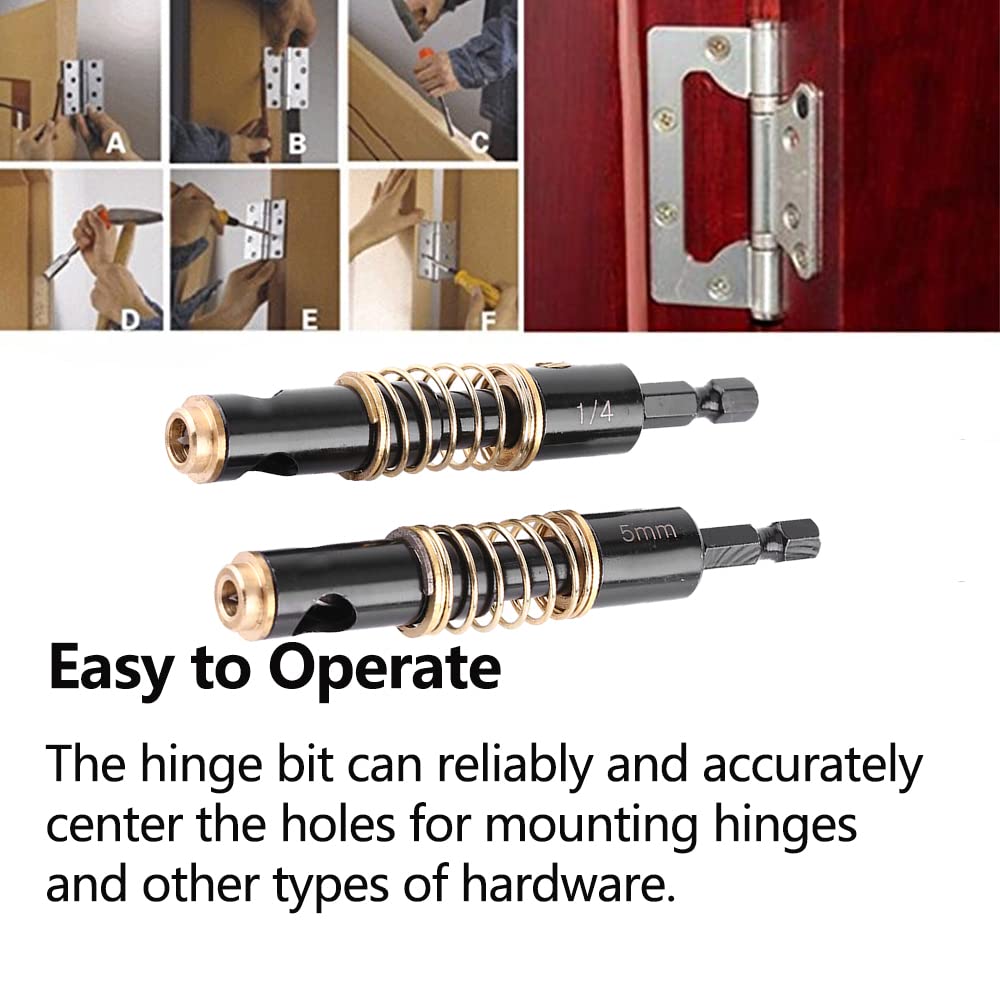 Watris Veiyi Self Centering Hinge Drill, Centering Bits, Hex Shank Center Drill Bit Set, Center Hole Bit, Door Window Cabinet Centering Drill Bits Hinge Opening Tool(5mm&1/4") Watris Veiyi