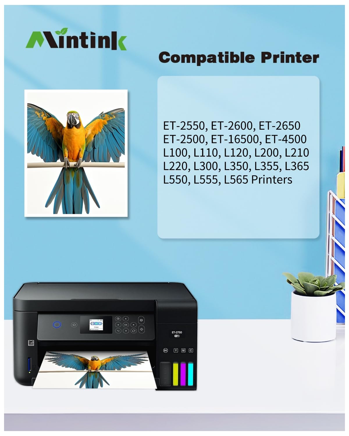 Compatible Epson 664 Ink Refill Bottles for Epson Printer (Black, Cyan, Magenta, Yellow) T664 Ink Bottles for Epson Printer ET-2650 ET-2550 ET-16500 ET-4500 ET-4550 ET-3600 Ink Bottles Mintink