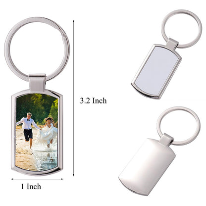 Joiit 10Pcs Sublimation Keychain Blanks Rectangle Bulk, Heat Transfer Press Key Chains with Keyrings for Photos, Laser Engraving Crafts