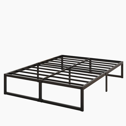 Lutown-Teen 16 Inch King Size Bed Frame Sturdy Mattress Foundation, Heavy Duty Metal Platform with Steel Slats Support No Box Spring Needed, Noise Free, Easy Assembly, Black