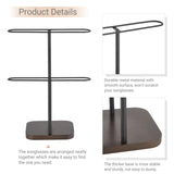 Mkono Sunglasses Organizer Glasses Holder Stand for 24 Pairs of Eyewear, 2 Tier Sunglass Storage Eyeglasses Display Rack Metal Frame with Wood Base for Table Desk Countertop Dresser Bedroom, Black Mkono