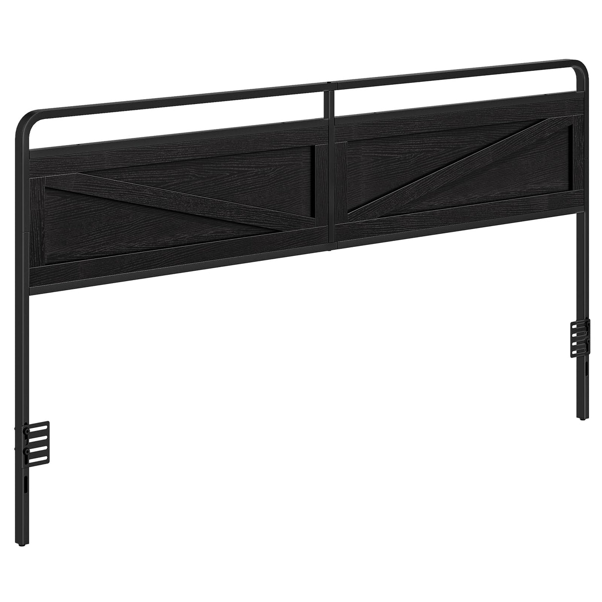 HOOBRO Wooden Panel Headboard, King Headboard, Minimalist Head Board with Metal Frame, Height Adjustable, with Bed Frame Adapter, Black HOOBRO