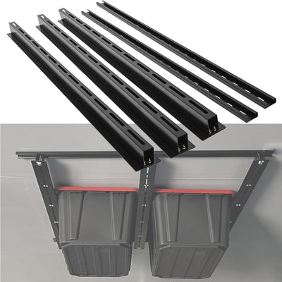 LMYYGOO Overhead Garage Storage Racks, Adjustable Ceiling Tote Storage Rails, Heavy Duty Garage Organizer Hanging Storage Rack for Most Storage Bins/Totes, 48" x 48"