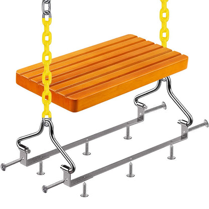 SELEWARE Wooden Swing Set, Wood Tree Swing Seat with Chain, Wood Swing Set Seat Accessories for Adult Kid Indoor Outdoor Playground Backyard - WoodArtSupply