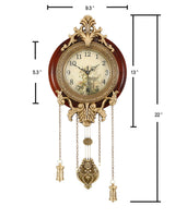 Aero Snail Dia 9-inch Retro Style Vintage Wood Indoor Wall Clock with Swinging Pendulum (Requires 2 AA Batteries for Clock Hands and Pendulum) Aero Snail