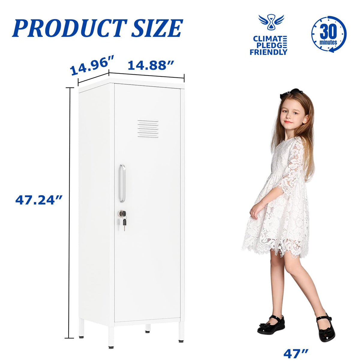 GAIOUS Metal Locker Storage Cabinet, Steel File Cabinet with Door and Shelves, Locked Storage Cabinet for Small Spaces, Locker for Employees, Storage Locker for Office Garage School Gym (1 Door,White) GAIOUS