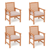 MFSTUDIO Acacia Wood Patio Dining Chairs Set of 4, All Weather Extra Large Outdoor Dining Chairs, 4 Pieces Slat Back Teak Finished Patio Chairs with Soft Removable Cushion for Garden, Backyard(4 Pcs) MFSTUDIO