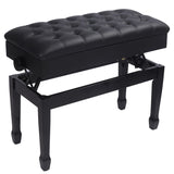 AKVOMBI Adjustable Duet Piano Bench with Storage, Heavy Duty Double Piano Benches with Leather Cushion, Black Piano Bench for Adults, 13.8" D x 31.5" AKVOMBI