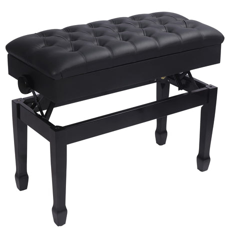 AKVOMBI Adjustable Duet Piano Bench with Storage, Heavy Duty Double Piano Benches with Leather Cushion, Black Piano Bench for Adults, 13.8" D x 31.5" AKVOMBI